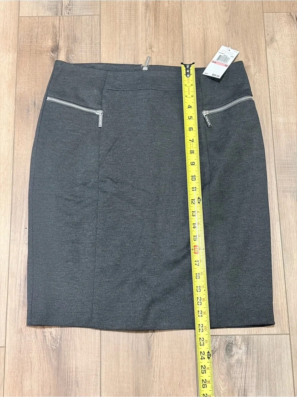 NWT Michael Kors Charcoal Pencil Skirt 12 Quiet Luxury Officecore Zip